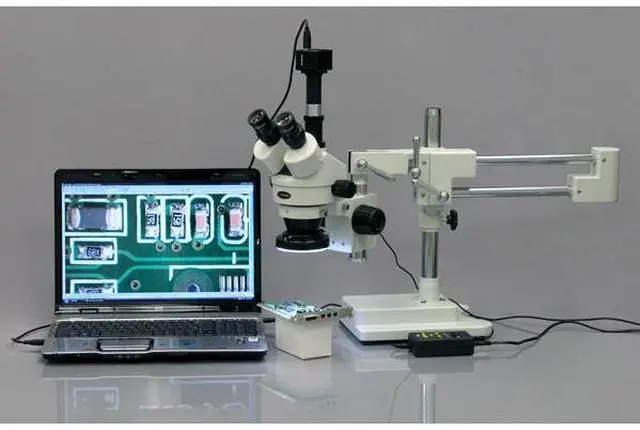 Alt view image 2 of 6 - 3.5X-180X Trinocular Stereo Microscope with 4-Zone 144-LED Ring Light