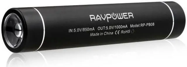 Main image of RAVPower® RP-PB08 Slim Power Bank (2600mAh/1A Output) w/ Built-in Flashlight, for Smartphone&Tablet:iPad 4, iPad Mini, iPhone 5, 4S, 4G;Samsung Galaxy Note 2, S3, S2;Lumia 920 and other Mobile Devices