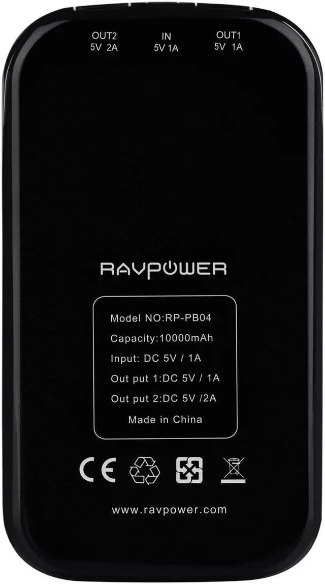 Alt view image 4 of 5 - RAVPower RP-PB04 10000mAh 3A Lithium Polymer External Battery Power Bank for iPad, iPhone, Samsung Galaxy, Note, HTC One (M8), Google Nexus, Moto X and other Mobile Devices