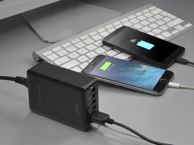 Alt view image 3 of 13 - RAVPower RP-UC10(B) 50W/10A 6-Port iSmart USB Charging Station / USB Travel Wall Charger for Most USB-Charged Devices - Black