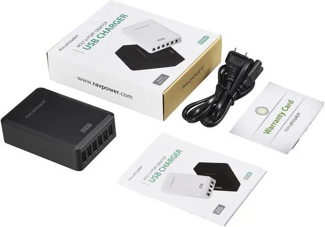 Alt view image 6 of 13 - RAVPower RP-UC10(B) 50W/10A 6-Port iSmart USB Charging Station / USB Travel Wall Charger for Most USB-Charged Devices - Black