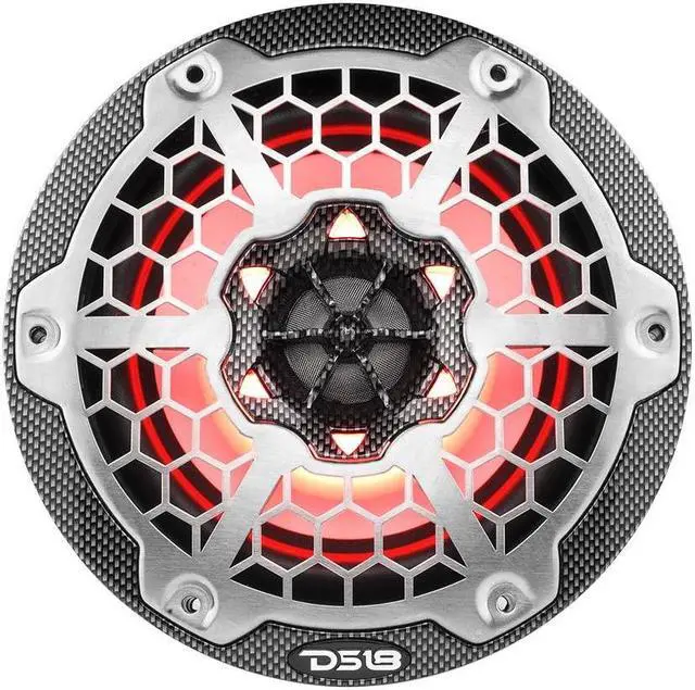 Alt view image 2 of 7 - Ds18 Hydro 6.5" 2-Way Marine Speakers W/Rgb Led Lights 375W - Black Carbon Fiber