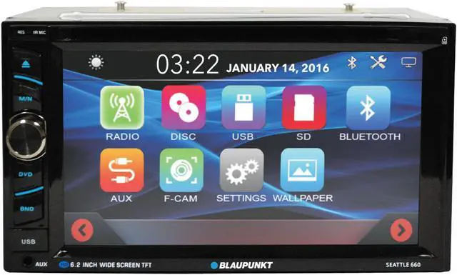 Alt view image 3 of 8 - BLAUPUNKT SEATTLE 660 Blaupunkt D.Din 6.2 Touchscreen AM/FM/CD/DVD/BT/USB