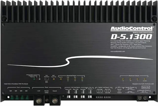 Main image of AudioControl D-5.1300 5-Channel Car Audio Amplifier w/ Built-in DSP AccuBass