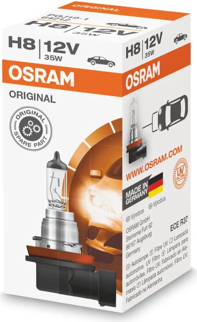 Alt view image 4 of 6 - H8 OSRAM Original Standard 64212 Halogen Bulb 12V OEM Quality PGJ19-1 Pack of 1