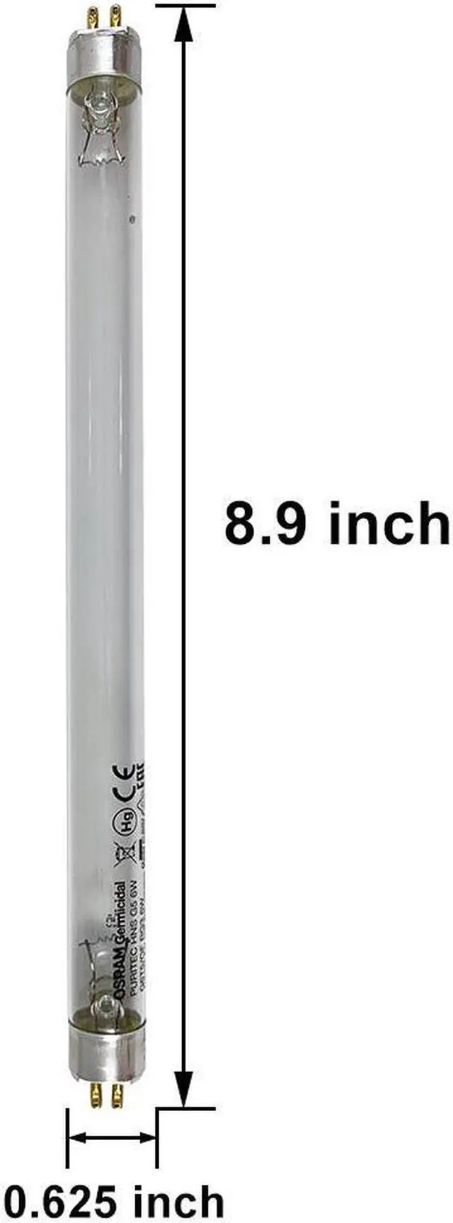 Alt view image 2 of 3 - OSRAM 23399 G6T5/OF PURITEC HNS 6w T5 G5 2-Pin 8.9in Germicidal Tube Lamp