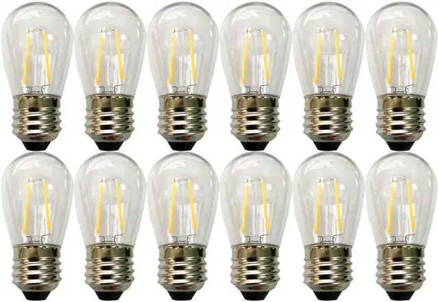 Alt view image 4 of 8 - 24Ft Outdoor LED String Lights 12W S14 Warm White Bulb w/ 12 Bulbs