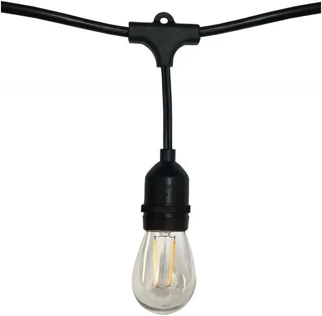 Alt view image 6 of 8 - 24Ft Outdoor LED String Lights 12W S14 Warm White Bulb w/ 12 Bulbs