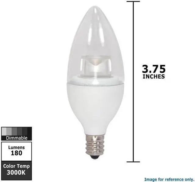 Alt view image 2 of 6 - Satco 25W Equivalent Soft White B11 Candelabra LED Decorative Light Bulb S8950