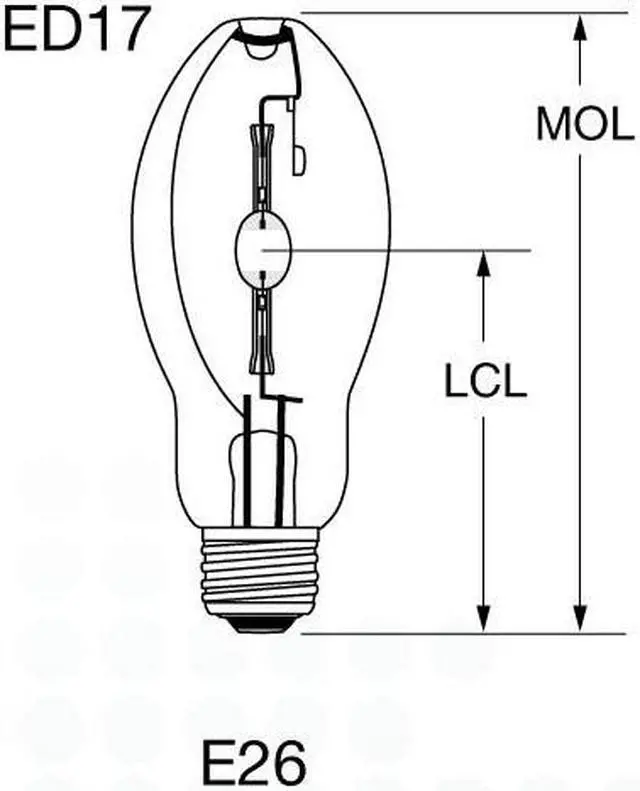 Alt view image 2 of 3 - USHIO 175w UMH-175/U/MD, ED17 E26 Base M57/E 4000K Metal Halide Bulb