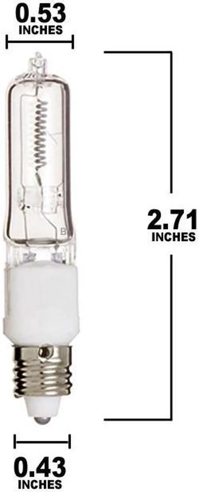 Alt view image 6 of 8 - Ushio 1003089 - JD120V-75W/E11 Screw Base Single Ended Halogen Light Bulb