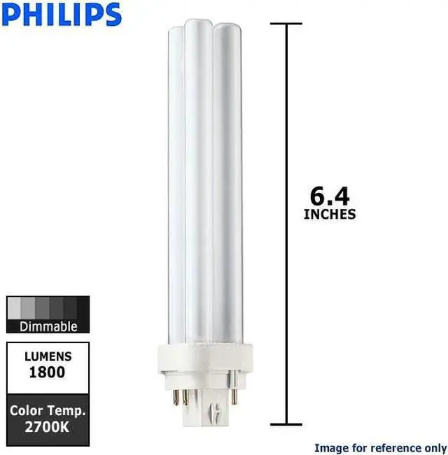 Alt view image 3 of 4 - Philips 383349 - PL-C26W/27/4P/ALTO Double Tube 4 Pin Base Compact Fluorescent Light Bulb