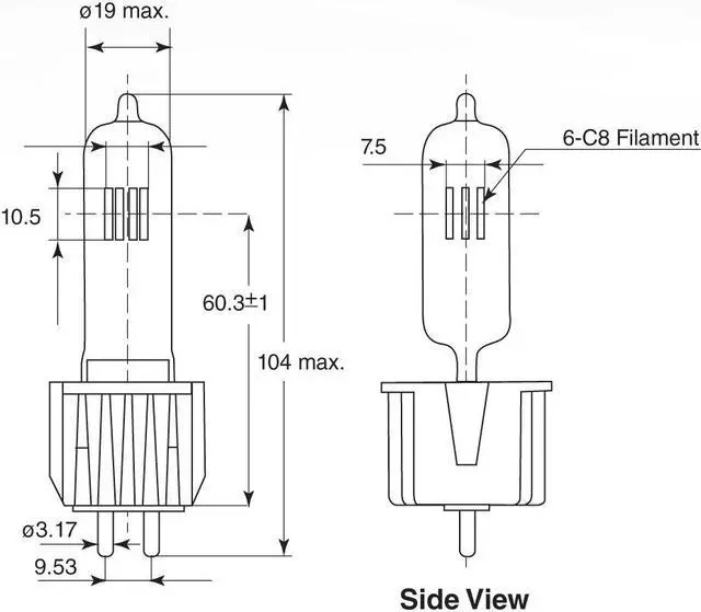 Alt view image 4 of 4 - HPL 575w 115V LL USHIO HPL-575/115X 575 watt Long Life halogen lamp bulb