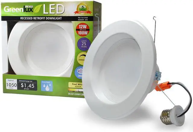 Alt view image 3 of 6 - High Quality 5-6 inch Recessed LED 12W Cool White Retrofit Downlight Kit - 100w equiv.