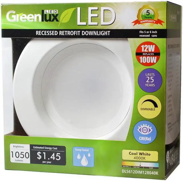Alt view image 2 of 6 - High Quality 5-6 inch Recessed LED 12W Cool White Retrofit Downlight Kit - 100w equiv.
