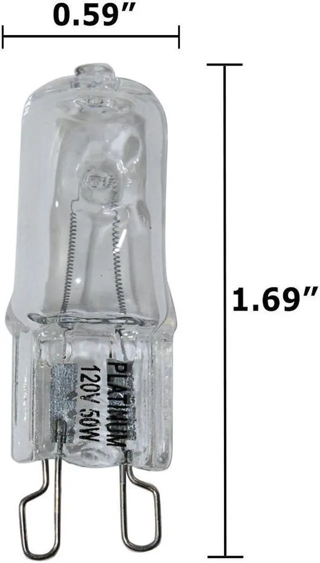 Alt view image 2 of 2 - Platinum 50W 120V G9 Bi-Pin Base Clear Halogen Bulb