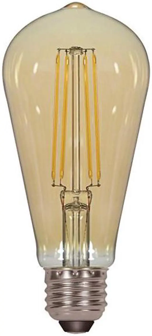 Alt view image 2 of 2 - Satco 08612 - 4.5 watt 120 volt ST19 Medium Screw Base 2200K Transparent Amber Dimmable Filament LED (4.5ST19/AMB/LED/E26/22K/120V S8612)