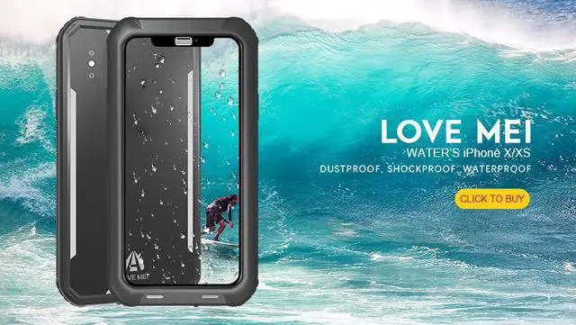 Alt view image 2 of 7 - LOVE MEI IP68 Underwater Waterproof case for iPhone X 5.8inch Water proof impermeable Shockproof Cover PC + TPU Case Pouch Shell (Black)
