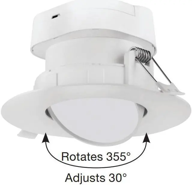 Alt view image 3 of 3 - Satco 4" 7W Round LED Gimbal Downlight - 5000K - Cool White, White Finish