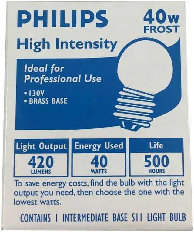 Alt view image 5 of 5 - PHILIPS 140756 40W 130V S11 E17 Base Incandescent Frost Light Bulb