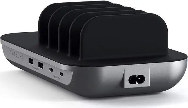 Alt view image 2 of 5 - Satechi Dock5 Multi-Device Charging Station with Wireless Charging – Cables Sold Separately – Compatible with 2020 iPad Air, 2020 iPad Pro, iPhone 12 Pro Max/12 Pro/12 Mini/12, AirPods Pro