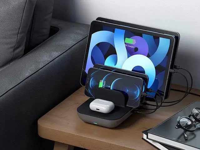 Alt view image 5 of 5 - Satechi Dock5 Multi-Device Charging Station with Wireless Charging – Cables Sold Separately – Compatible with 2020 iPad Air, 2020 iPad Pro, iPhone 12 Pro Max/12 Pro/12 Mini/12, AirPods Pro