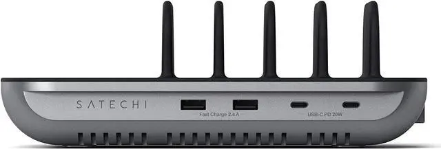 Alt view image 3 of 5 - Satechi Dock5 Multi-Device Charging Station with Wireless Charging – Cables Sold Separately – Compatible with 2020 iPad Air, 2020 iPad Pro, iPhone 12 Pro Max/12 Pro/12 Mini/12, AirPods Pro