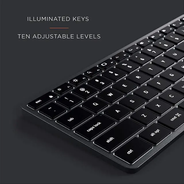 Alt view image 2 of 6 - Satechi Slim X3 Bluetooth Backlit Keyboard with Numeric Keypad – Illuminated Keys & Multi-Device Sync – Compatible with MacBook Pro/Air 2020, 2020 iMac, 2020 Mac Mini, 2012 & Newer Mac Devices