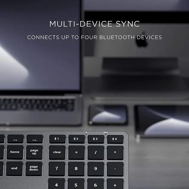 Alt view image 4 of 6 - Satechi Slim X3 Bluetooth Backlit Keyboard with Numeric Keypad – Illuminated Keys & Multi-Device Sync – Compatible with MacBook Pro/Air 2020, 2020 iMac, 2020 Mac Mini, 2012 & Newer Mac Devices