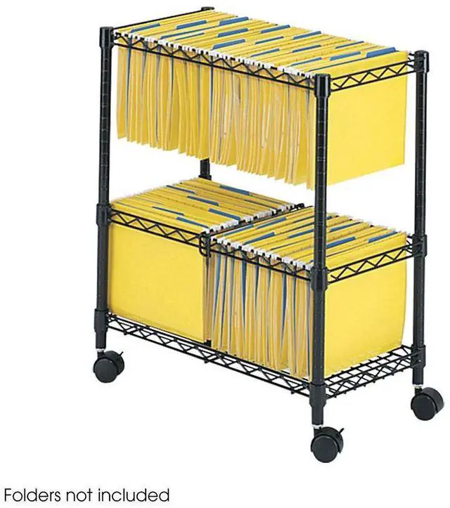 Alt view image 7 of 20 - Safco - 5278BL - Safco 2-Tier Rolling File Cart - 300 lb Capacity - 4 Casters - Steel - x 25.8 Width x 14 Depth x 29.8