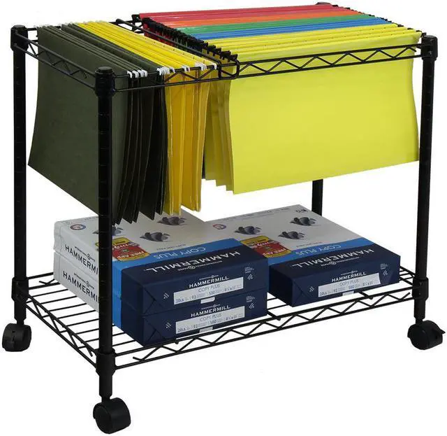 Alt view image 5 of 7 - Oceanstar Portable 1-Tier Metal Rolling File Cart, Black