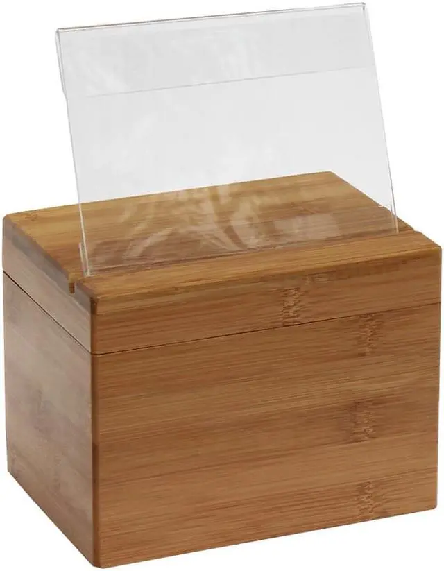 Alt view image 4 of 7 - Oceanstar Bamboo Recipe Box with Divider