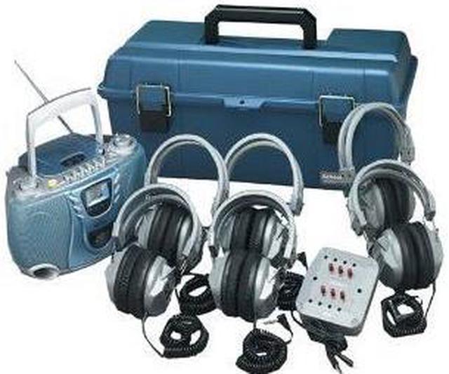 6-Person Val-U-Pak Listening Center CD/Cassette/AM/FM Player w/HA5  Headphones, Jackbox, and Case 