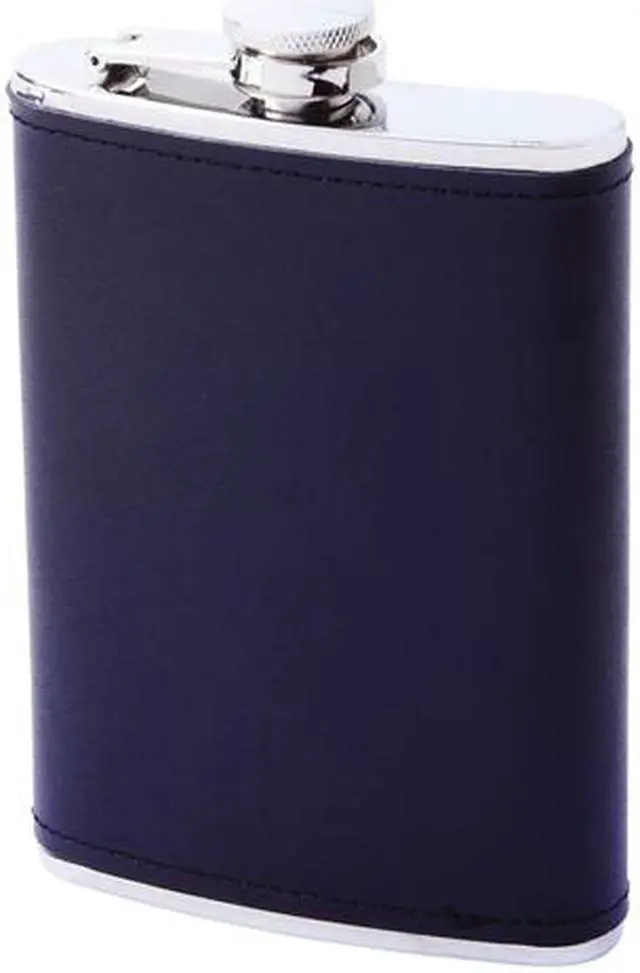 Main image of Maxam  8oz Stainless Steel Flask with Solid Genuine Leather Wrap