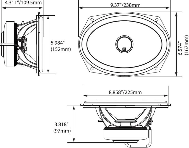Alt view image 7 of 9 - Cerwin-Vega ST69CX 6" x 9" 250W Max / 125W RMS 2-Way Marine Coaxial Speakers (Pair), Black