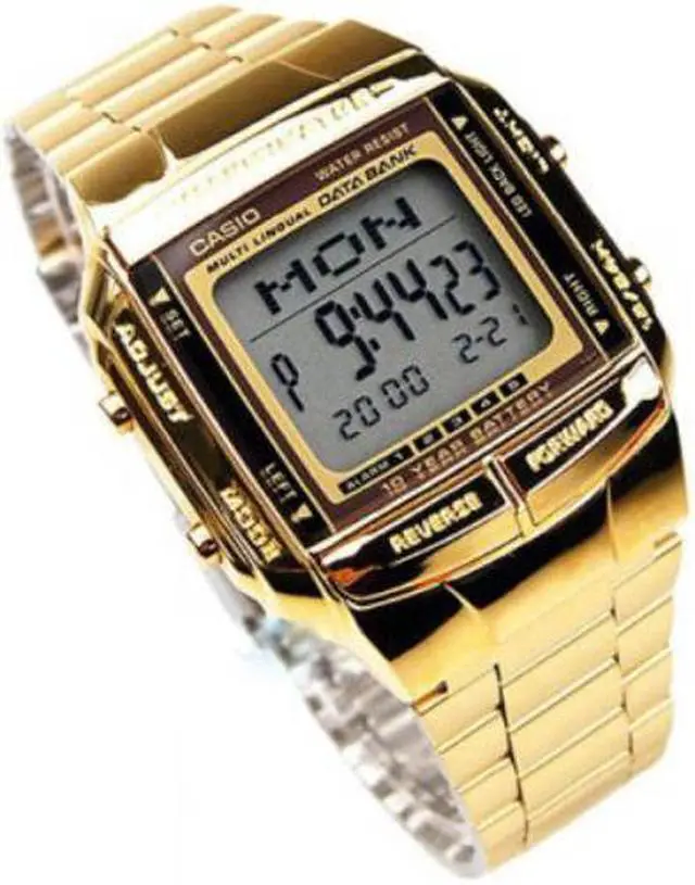 Alt view image 2 of 11 - Casio DB-360G-9A Casual Gold Multi-lingual Digital Watch w/ Databank Chronograph