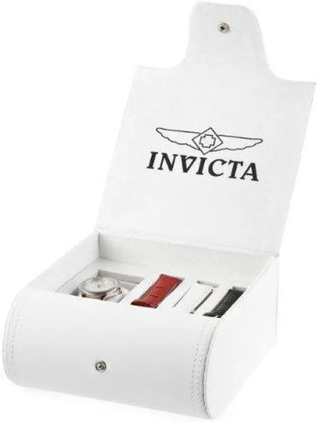 Alt view image 7 of 14 - Invicta 12544 Women's Diamond Angel Pink Genuine Leather White And White Mop Dial Ss Watch