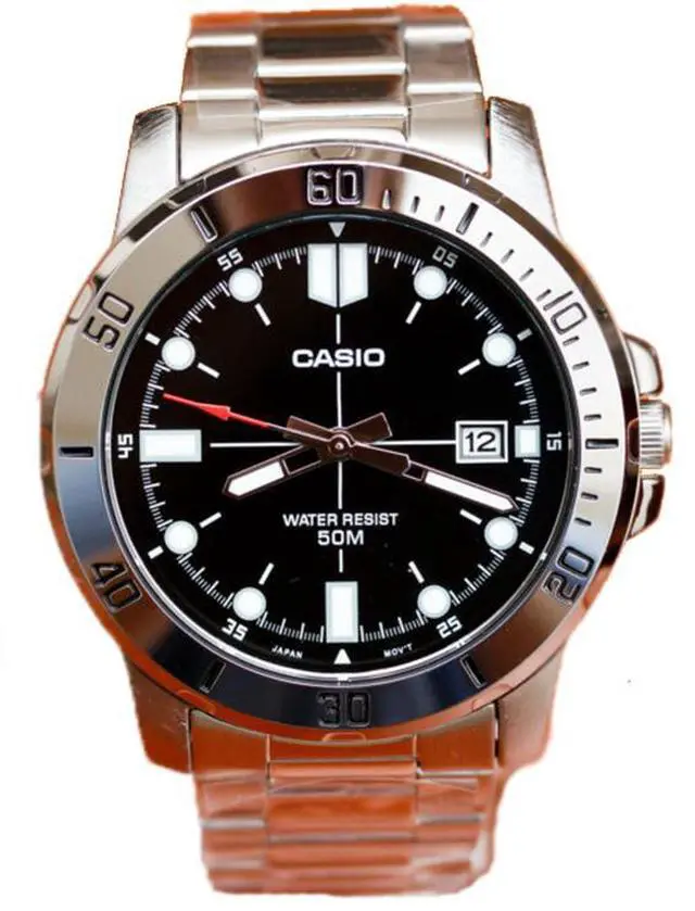 Alt view image 2 of 3 - Casio Mens Analog Stainless Steel Band and Case Silver Black Dial 50-meter Water Resistance Watch  MTP-VD01D-1EVUDF