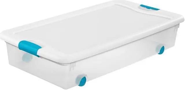 Alt view image 7 of 13 - Storage Tote, Color Clear/White, Outside Height 7", Outside Length 33-7/8"