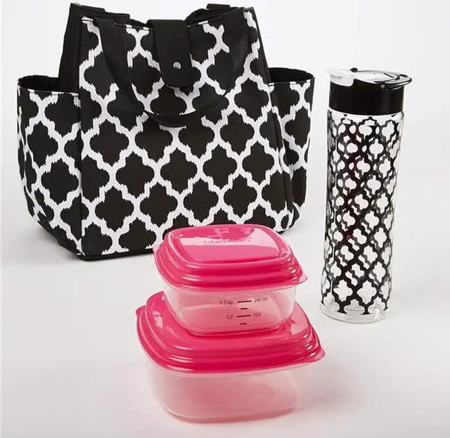 Alt view image 2 of 2 - Medport 989FF456 Insulated Designer Lunch Bag Kit with Fresh Selects Container Set & Patterned Water Bottle