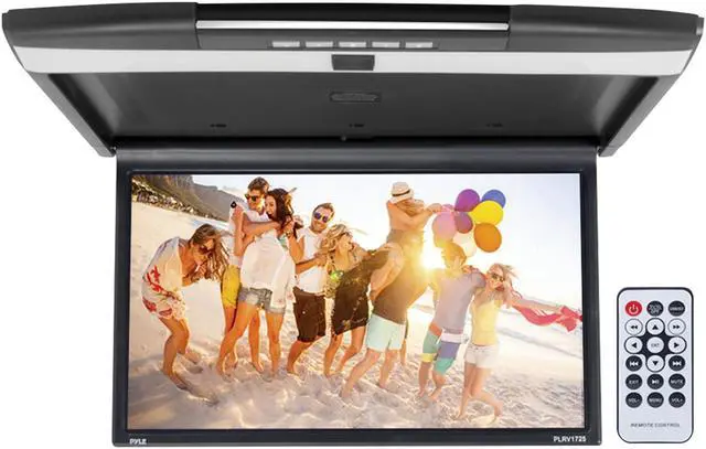 Alt view image 8 of 8 - Car Overhead Monitor Screen Display - 17.3 inch. LCD Vehicle Flip Down Roof Mount Console - HDMI TV Player Control Panel w/Built-in IR Transmitter for Wireless IR Headphone - Pyle PLRV1725