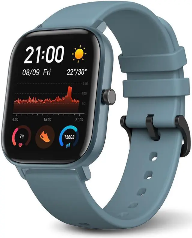 Alt view image 8 of 8 - Amazfit GTS Smartwatch, 1.65” AMOLED Display, Slim Metal Body, Smart Notifications, Activity Tracking, 14-Day Battery Life, Water Resistance, Steel Blue