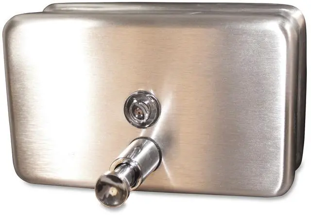 Alt view image 2 of 6 - Genuine Joe Liquid Soap Dispenser Horizontal 40oz Cap Stainless Steel 85146