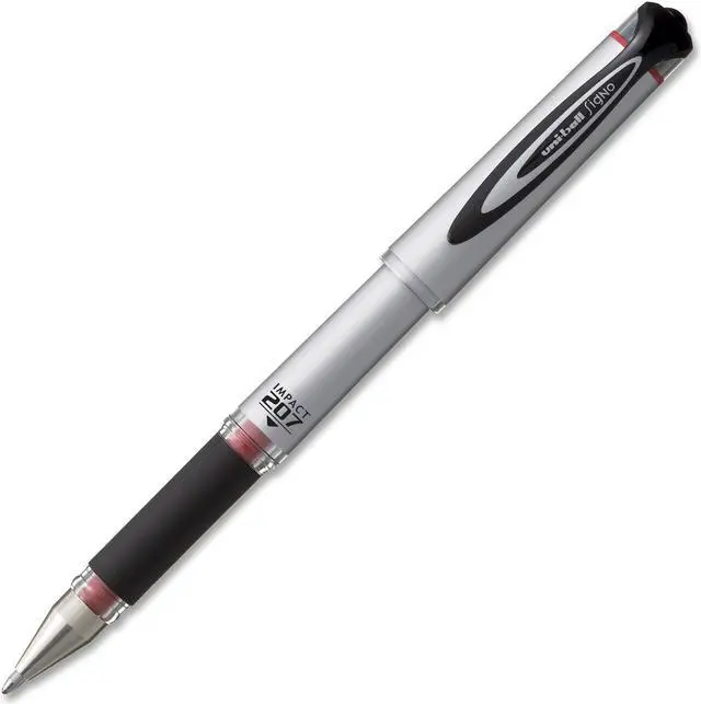 Alt view image 5 of 9 - uni-ball 207 Impact Stick Gel Pen Bold 1mm Red Ink Black Barrel 65802