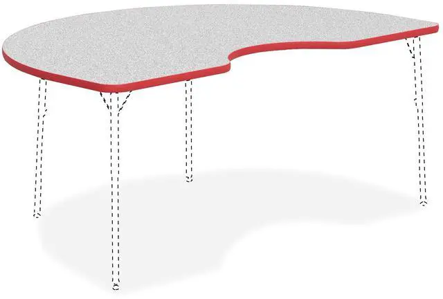 Alt view image 2 of 4 - Lorell Activity Tabletop Kidney 48"x72" Gray/Red 99925