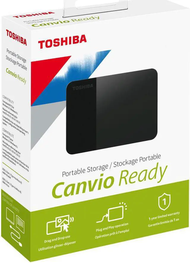 Alt view image 6 of 6 - TOSHIBA 2TB Canvio Ready Portable External Hard Drive USB 3.0 Model HDTP320XK3AA Black