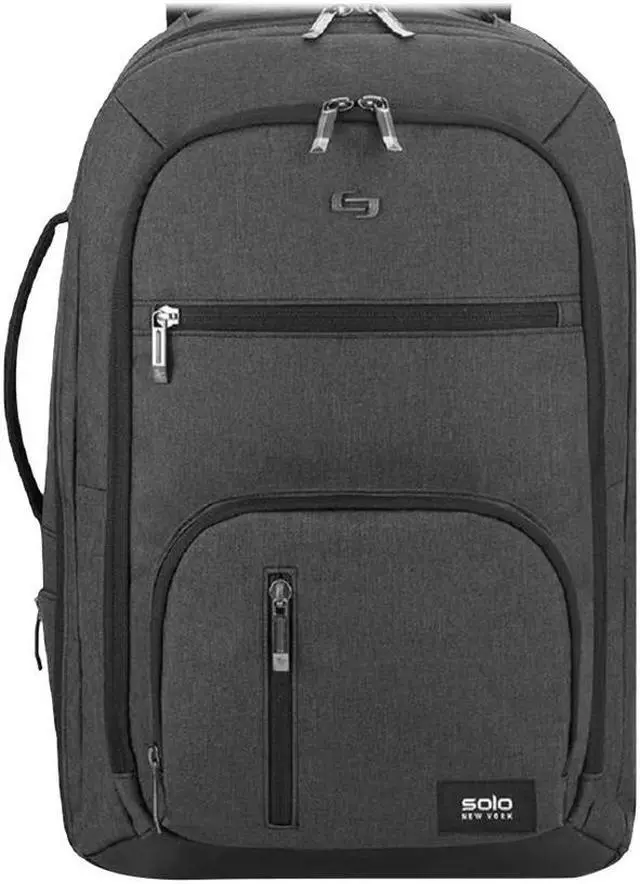 Alt view image 3 of 4 - solo downtown grand tsa carryon travel backpack, fits up to 17.3" laptop, grey