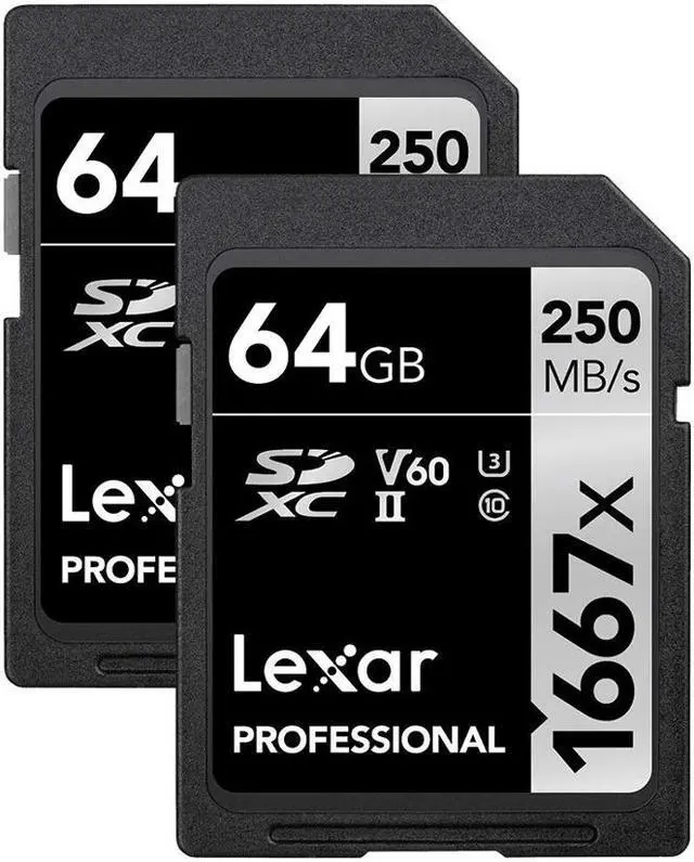 Alt view image 4 of 14 - Lexar SILVER Series Professional 1667x 64GB UHS-II SDXC Memory Card, 2-Pack