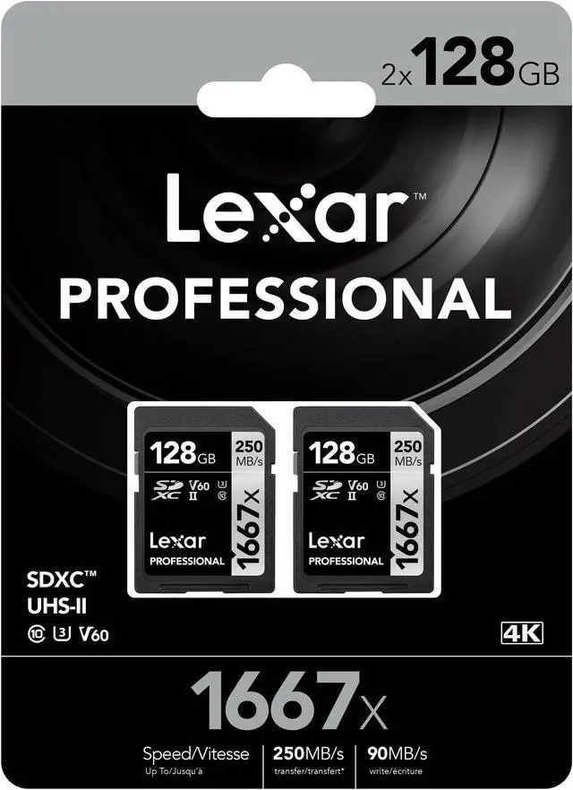 Alt view image 7 of 14 - Lexar SILVER Series Professional 1667x 128GB UHS-II SDXC Memory Card, 2-Pack