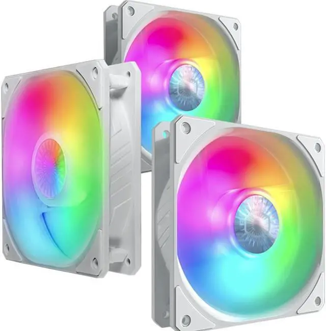 Alt view image 14 of 17 - Cooler Master SickleFlow 120 V2 Addressable RGB Fan (White Edition, 3 in 1 with ARGB LED Controller) - 120mm Square Frame Fan, Air Balance Curve Blade Design, PWM Control for PC Case & Liquid Radiator